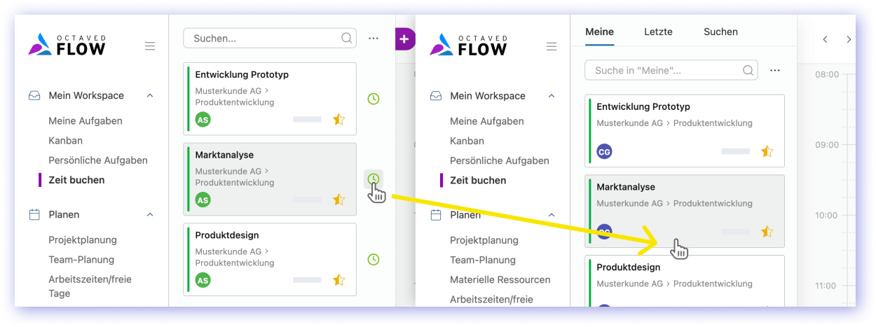 Simplified option to start time bookings