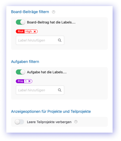 Filter for board posts also in project overview