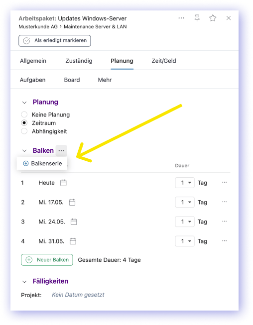 Recurring planning with gap bars option