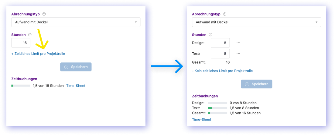 Time tracking per project role within a work package setting