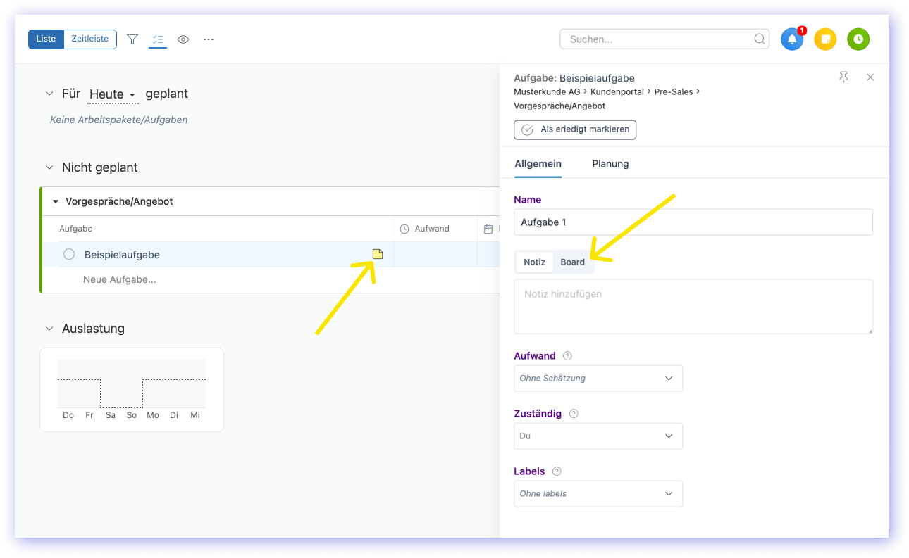 Ways to activate the board for tasks