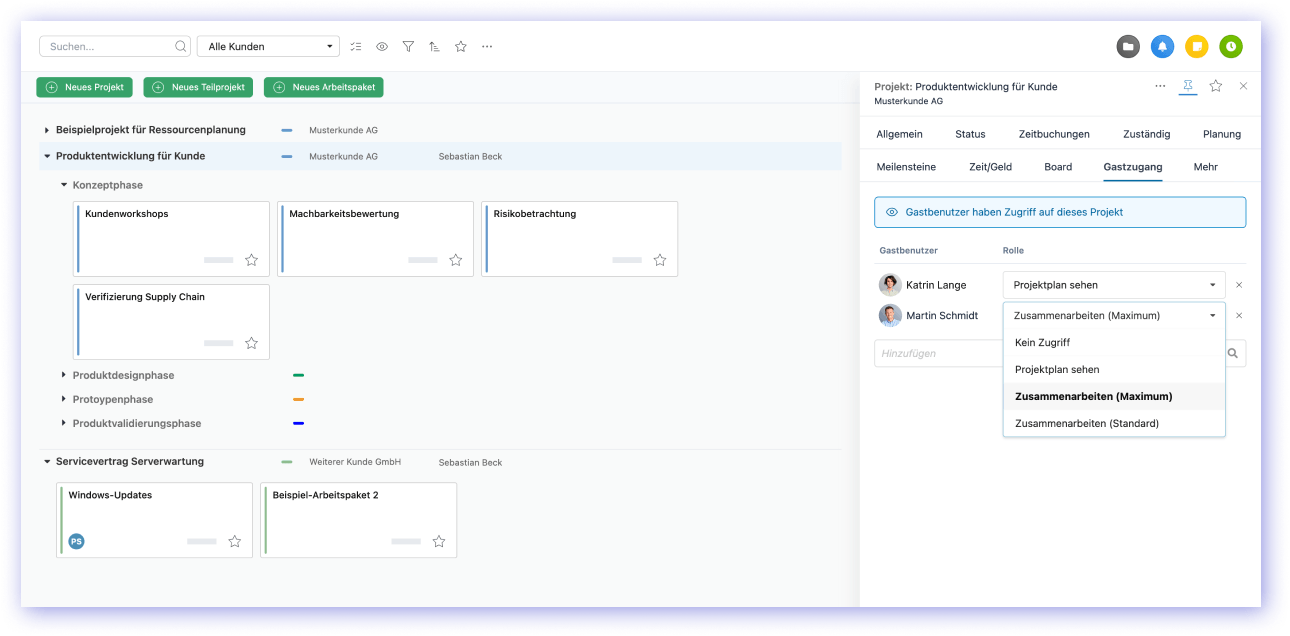 Guest role assignments for projects