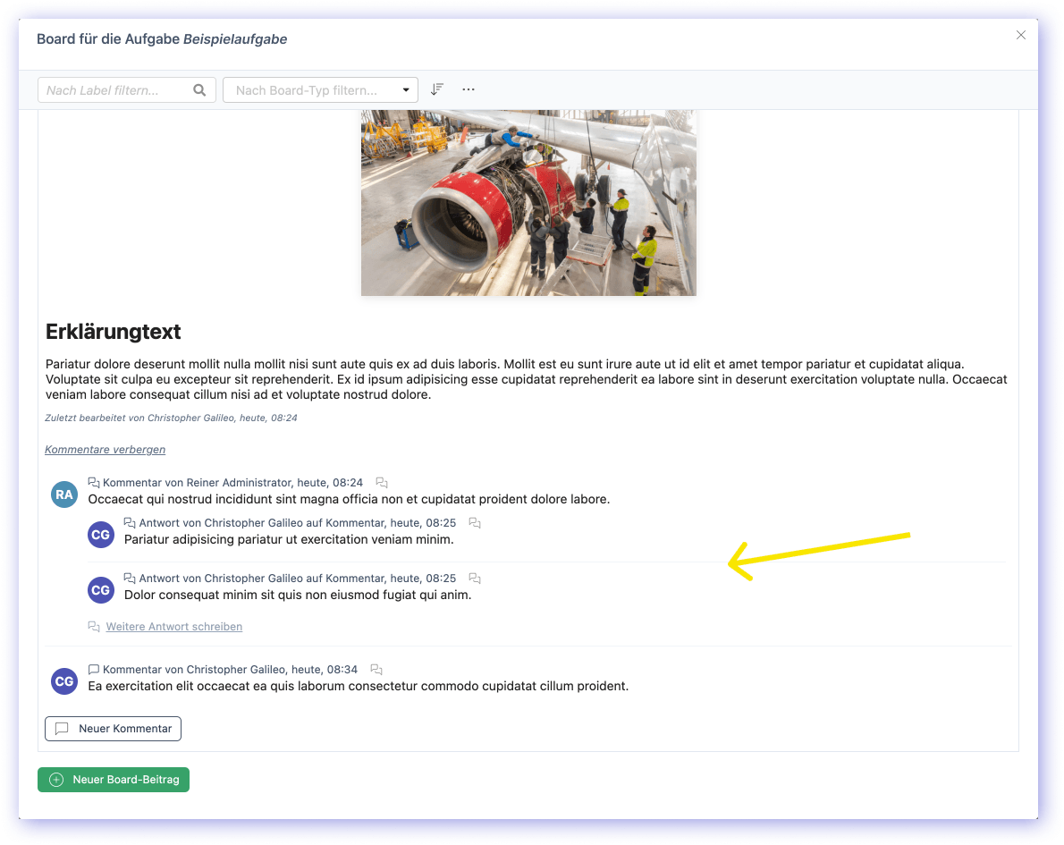 Kommentare für Bord-Posts zur reibungslosen Kommunikation
