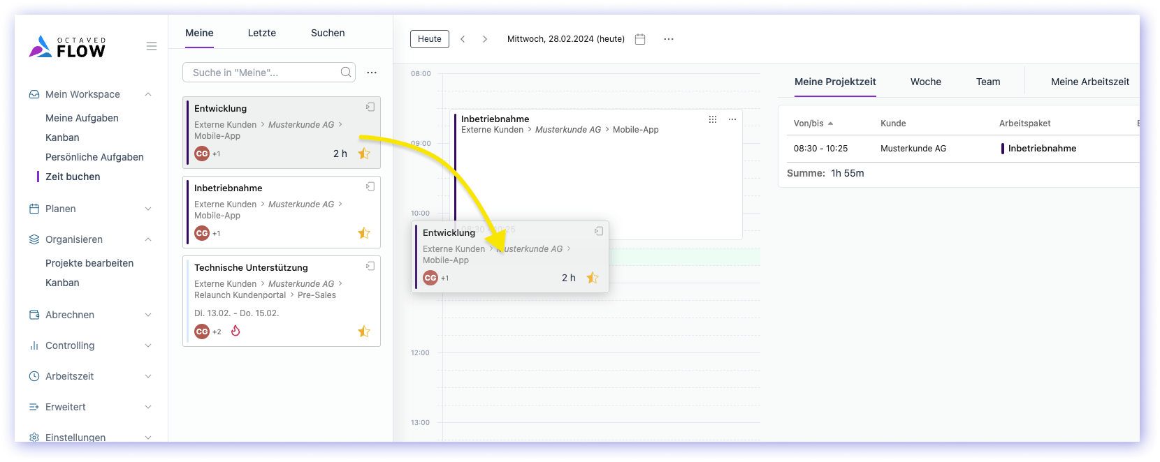 Track times on work packages via drag and drop