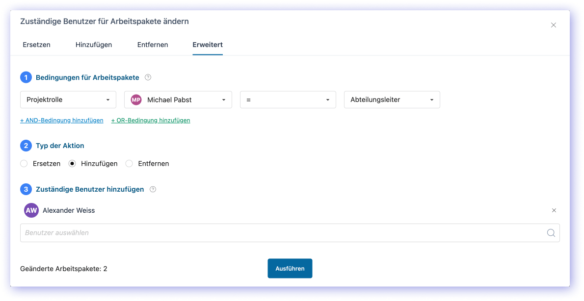 Suchen und Ersetzen von Rollen