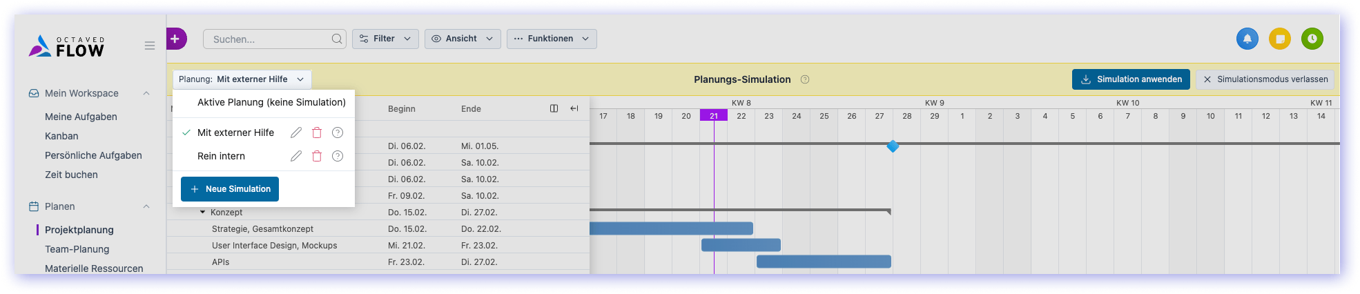 Auswahl von Simulationen