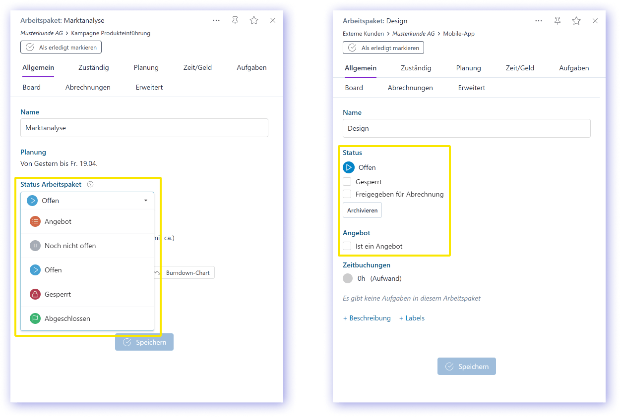 Old status option versus new status option