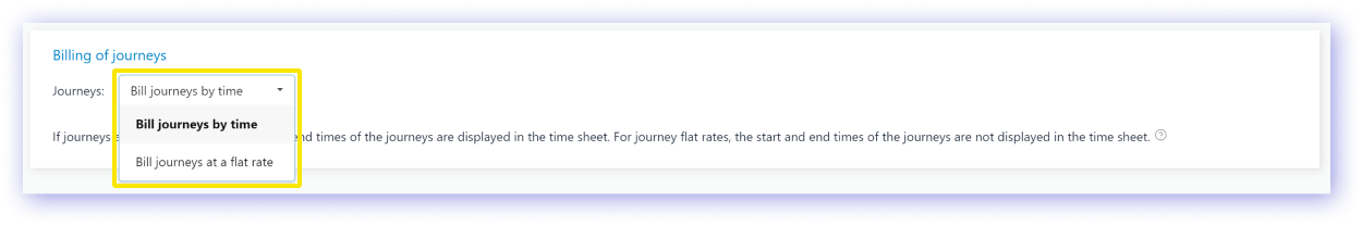 Journey flat rates or billing according to time spent