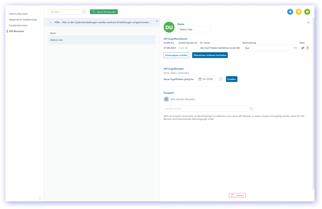 Separate API users for the Octaved Flow API interface