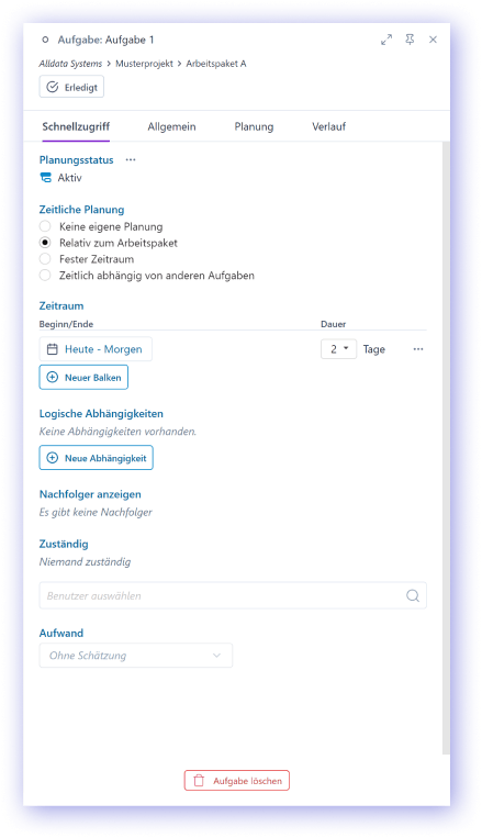 New design also for planning details of tasks