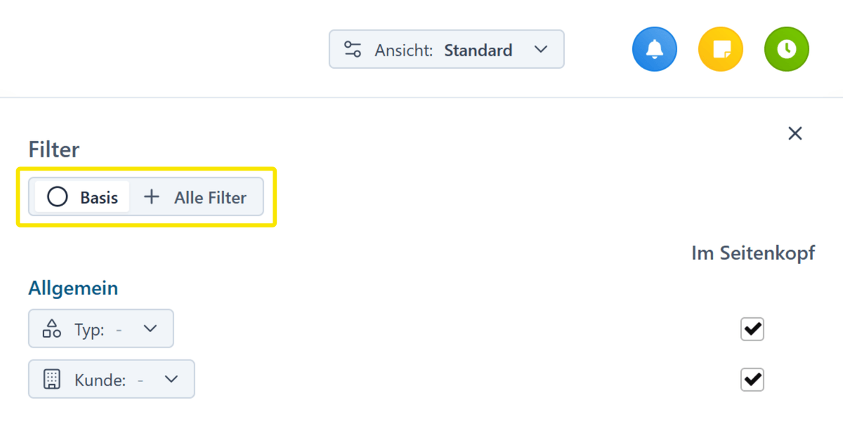 Basis-Auswahl von Spalten und Filtern