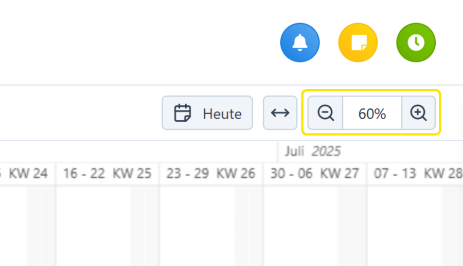 Zoomfunktion in der Projektplanung