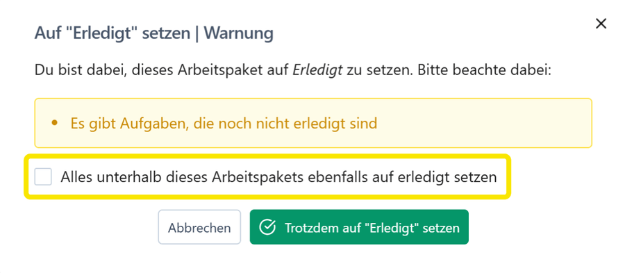 Aufgaben schließen