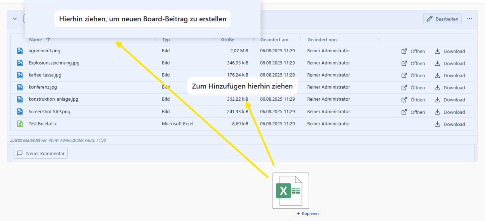 Eindeutige Anzeige, wo eine Datei gedroppt werden kann