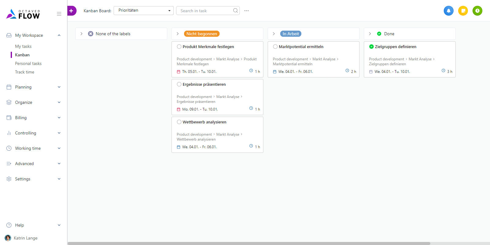 Kanban boards in workspace