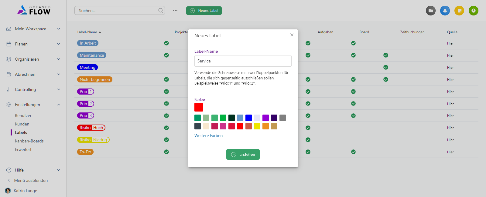 Labels in Octaved Flow