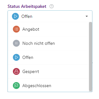 Status von Arbeitspaketen