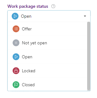 Status of a work package