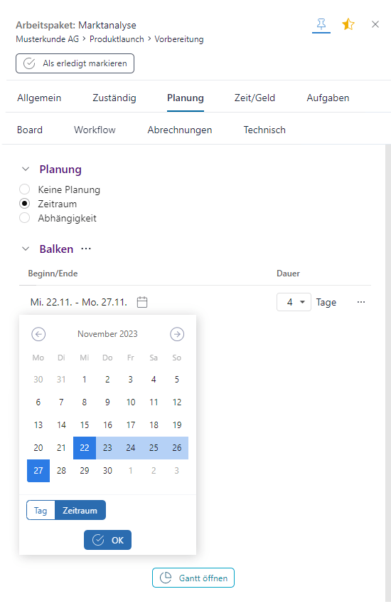Arbeitspaket Planung