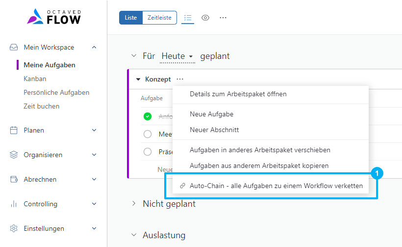 Auto-Chain in meine Aufgaben aktivieren