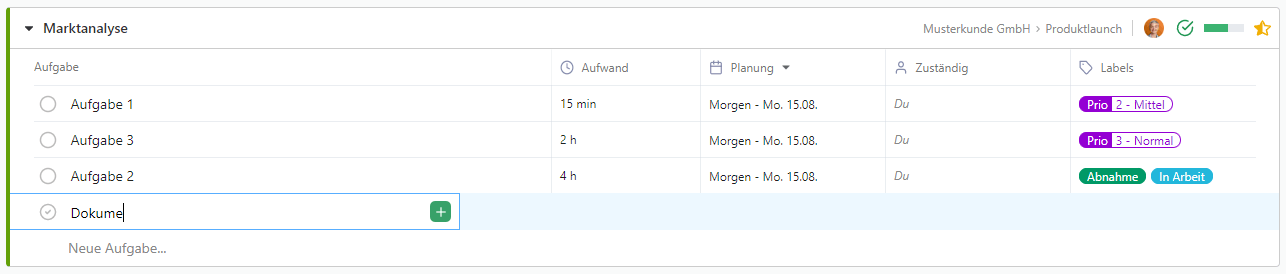 Aufgabe erstellen
