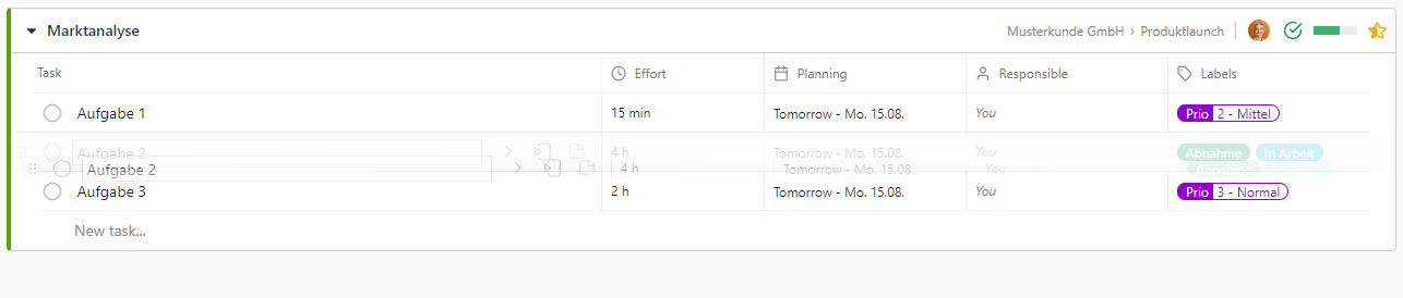 Reorder tasks
