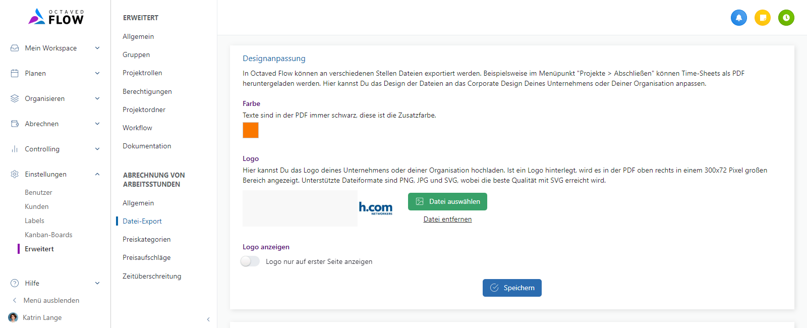 Einstellungen zum PDF Design