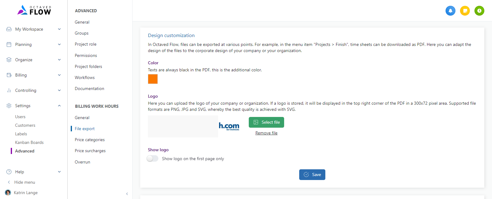 PDF Design Settings