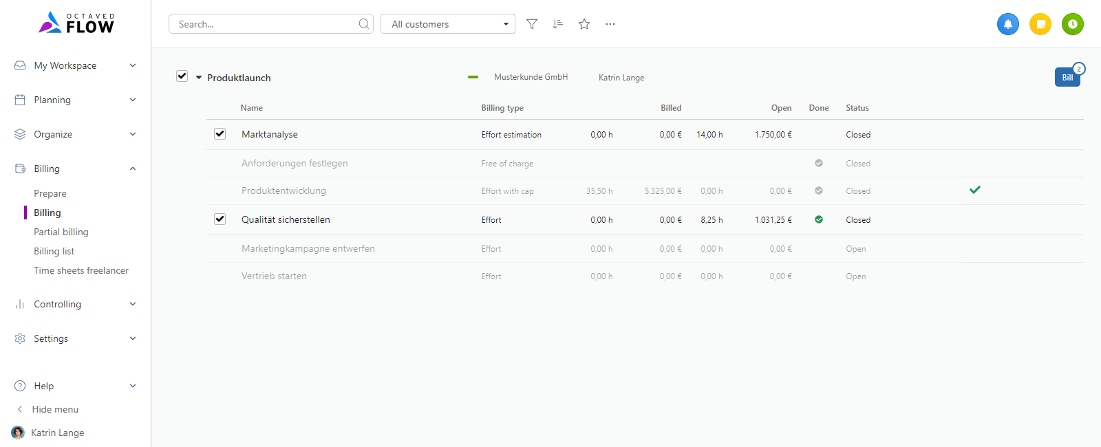 Bill project in Octaved Flow