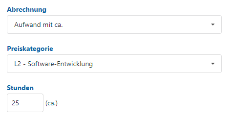 Abrechnungstyp Aufwand mit ca.
