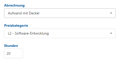 Abrechnungstyp Aufwand mit Deckel