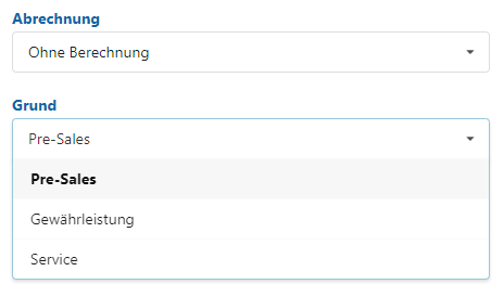 Billing type Without billing