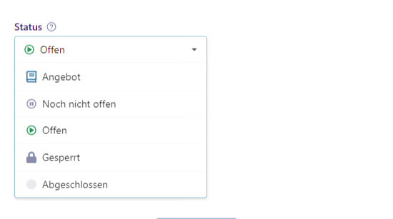 Die Status eines Arbeitspakets