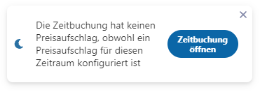 Hinweis bei fehlenden Preisaufschlag