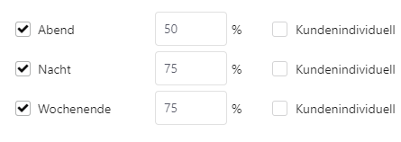 Customer's standard price surcharge