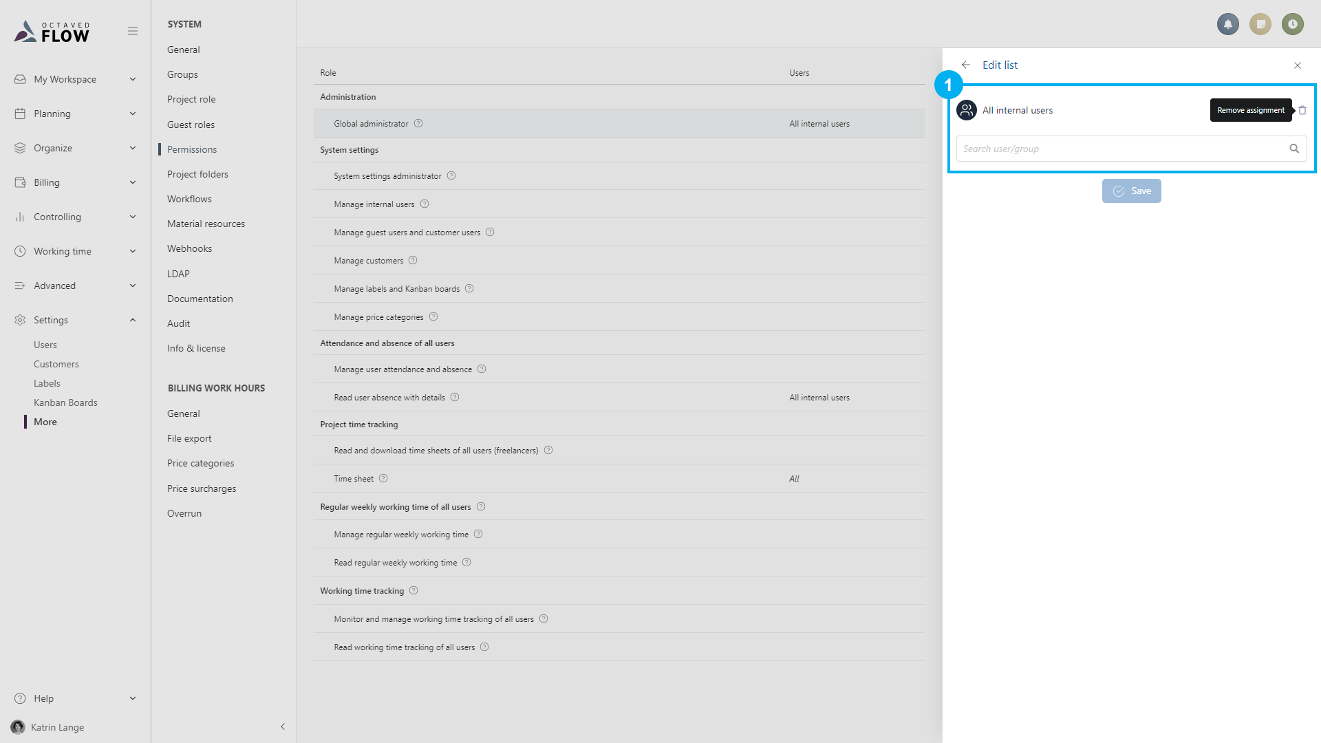 Remove all internal users group