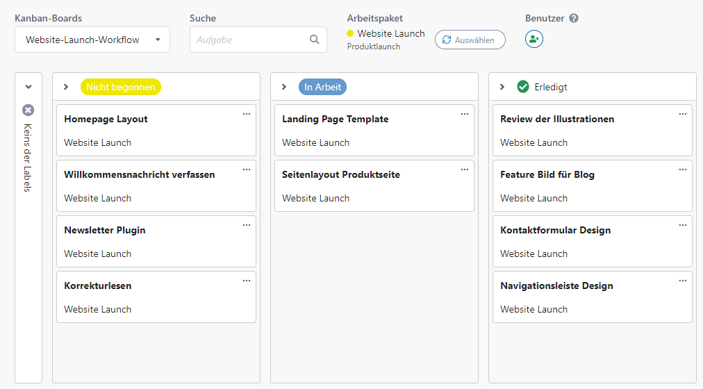 Kanban-Boards zur Aufgabenplanung in Octaved Flow