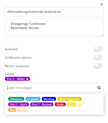 Priorisierung von Aufgaben mit Labels