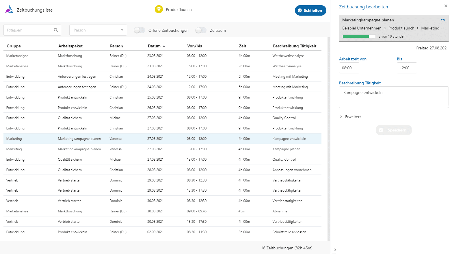 Octaved Flow – Time Sheets bearbeiten 