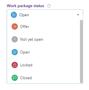 Status of a work package