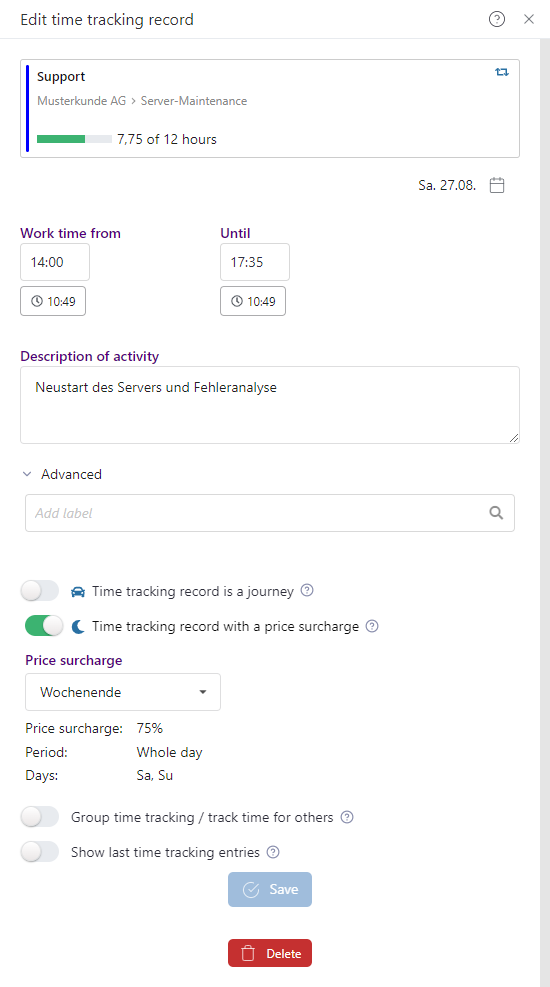 Time_booking_with_price_surcharge