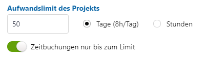 Time booking limit at project